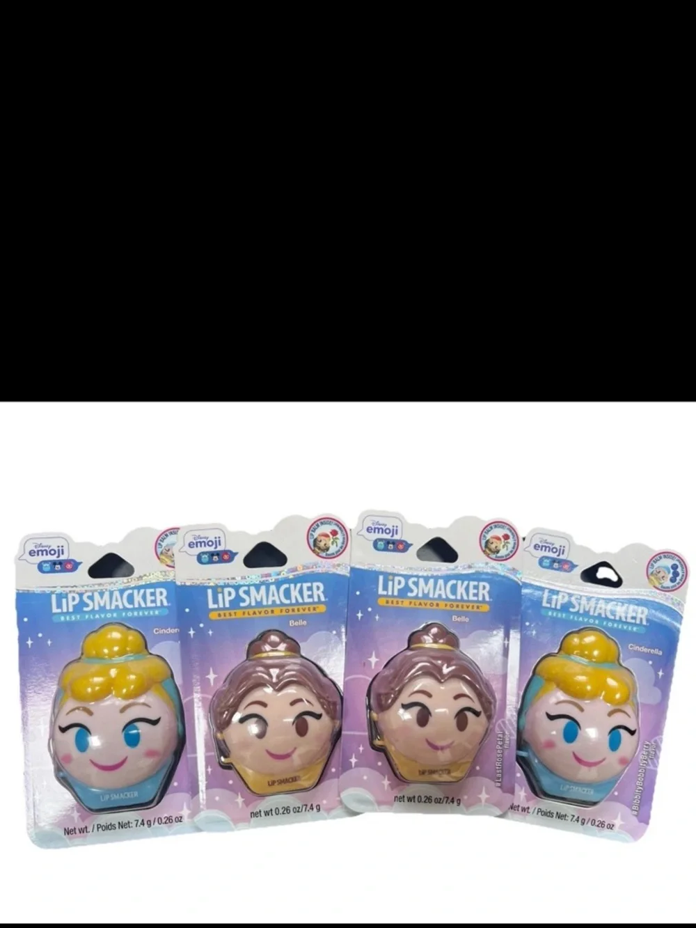 2 New Lip Smacker Disney Emoji Lip Balm a Cinderella and a Belle 0.26 oz each